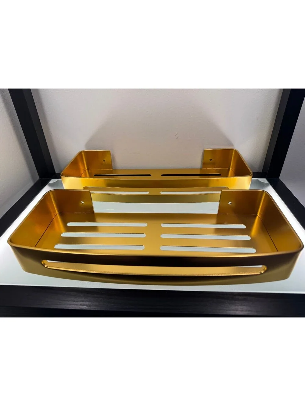 2ck Gold Aluminum Shower Caddy Shelf Adhesive Wall Mount